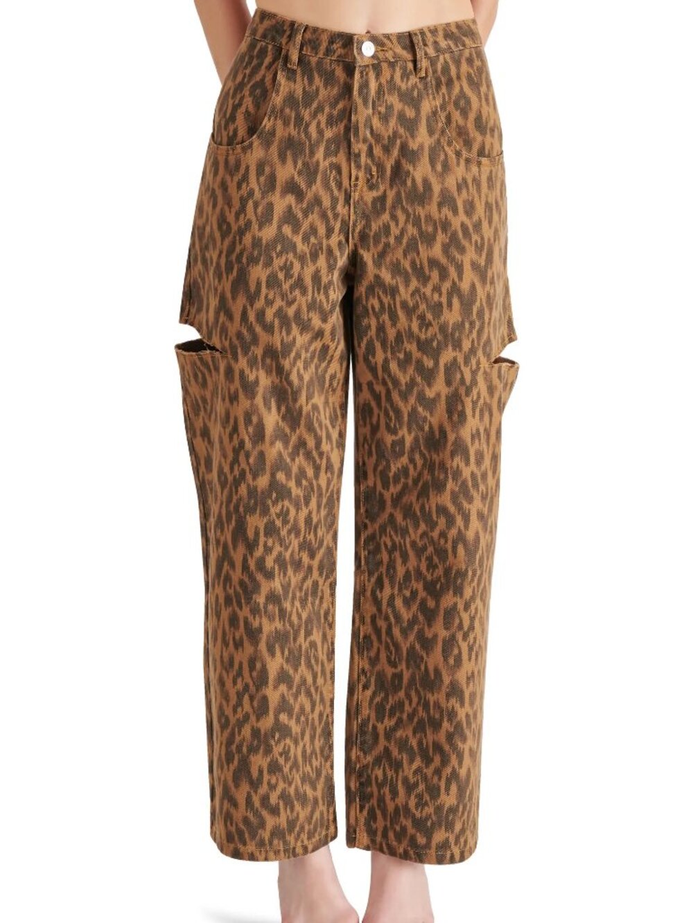 Steve Madden Maise Leopard Barrel Wide Leg High Rise Jeans NWT - Picture 2 of 8